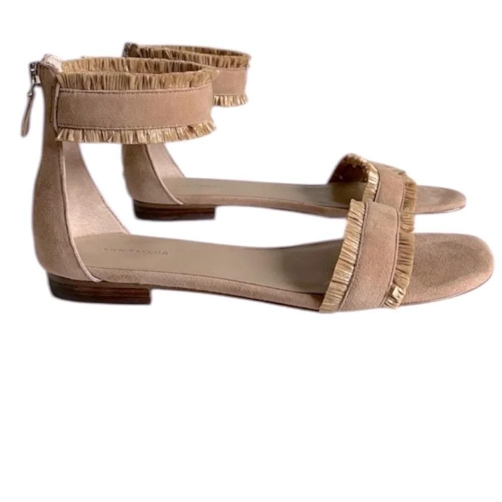 Ann Taylor Fern Raffia Suede Sandals